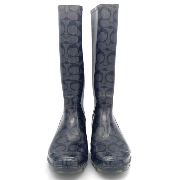 Coach Signature C Rainboot Gray & Black Outdoor Rubber Galosh Women’s Size 9 - Picture 3 of 16